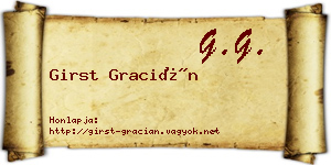Girst Gracián névjegykártya